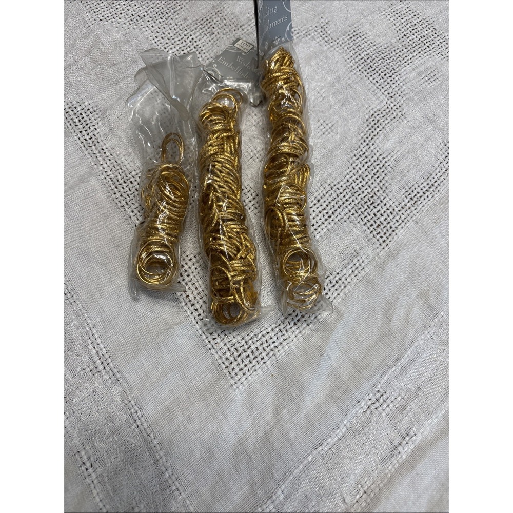 2 Packages  Hobby Lobby Textured Gold Tone Adjustable 100 count Ring‎ Bundle